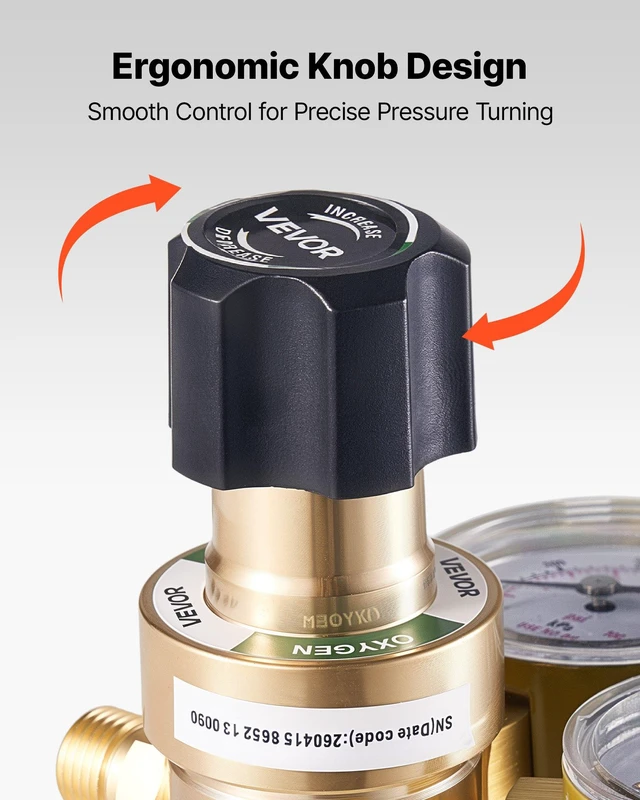 Alt view image 6 of 8 - VEVOR Oxygen Acetylene Regulator Set, Oxy-Acetylene Regulators, 0-4000PSI and 0-400PSI Welding Gas Gauges with CGA-540/CGA-200 Inlet Connection & 9/16"-18 Outlet Connection, PC Knob Adjustment