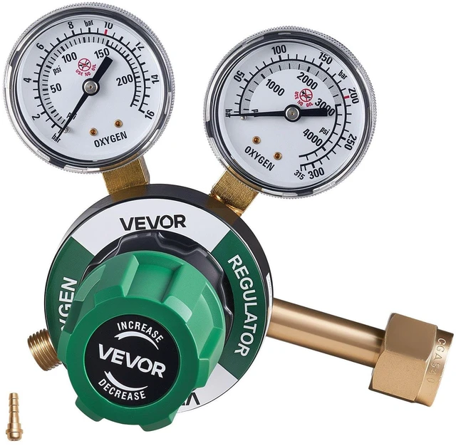 Main image of VEVOR Oxygen Regulator, Precise Oxy Regulator, 0-4000PSI Welding Gas Gauge with CGA-540 Inlet Connection & 9/16"-18 RH Outlet Connection, PC Knob Adjustment