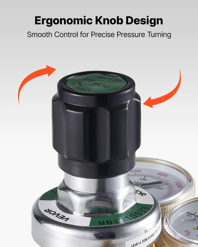 Alt view image 6 of 8 - VEVOR Oxygen Acetylene Regulator Set, Oxy-Acetylene Regulators, 0-4000PSI and 0-400PSI Welding Gas Gauges with CGA-540/CGA-510 Inlet Connection & 9/16"-18 Outlet Connection, PC Knob Adjustment
