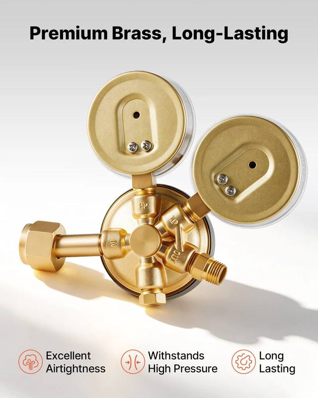 Alt view image 4 of 8 - VEVOR Oxygen Regulator, Precise Oxy Regulator, 0-4000PSI Welding Gas Gauge with CGA-540 Inlet Connection & 9/16"-18 RH Outlet Connection, PC Knob Adjustment