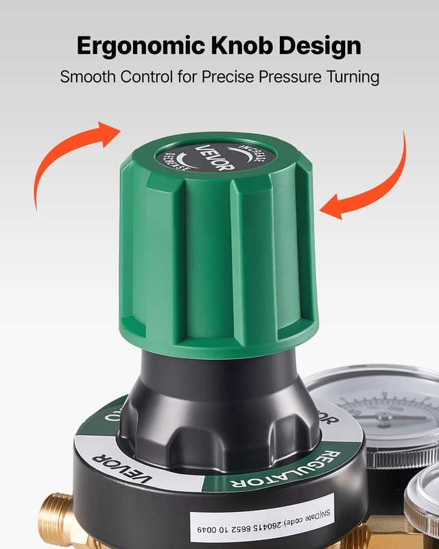 Alt view image 5 of 8 - VEVOR Oxygen Regulator, Precise Oxy Regulator, 0-4000PSI Welding Gas Gauge with CGA-540 Inlet Connection & 9/16"-18 RH Outlet Connection, PC Knob Adjustment