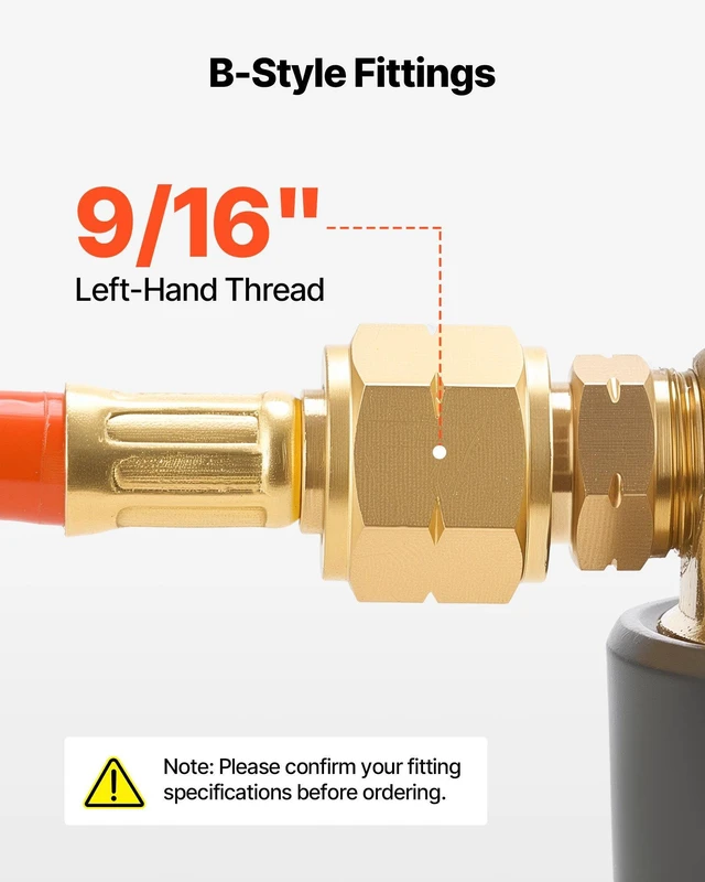 Alt view image 3 of 8 - VEVOR Air Acetylene Torch Hose, 1/8-Inch x 12FT Acetylene Welding Hose with 9/16" LH B-Type Fittings, AH-12 R Grade Welding Torch Hoses Compatible with AR-B/AR-MC Regulators
