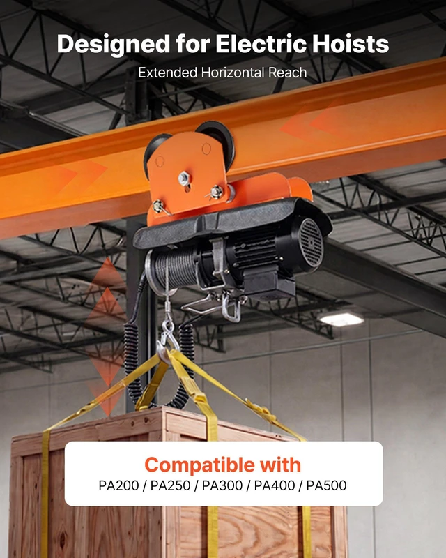 Alt view image 4 of 8 - VEVOR Electric Hoist Manual Trolley, 1100 lbs/0.5 Ton Load for PA200 PA250 PA300 PA400 PA500, Push Beam Trolley with Dual Wheels, 2.68"-4.33" Adjustable Beam Flange Width for Straight & Curved I-Beam