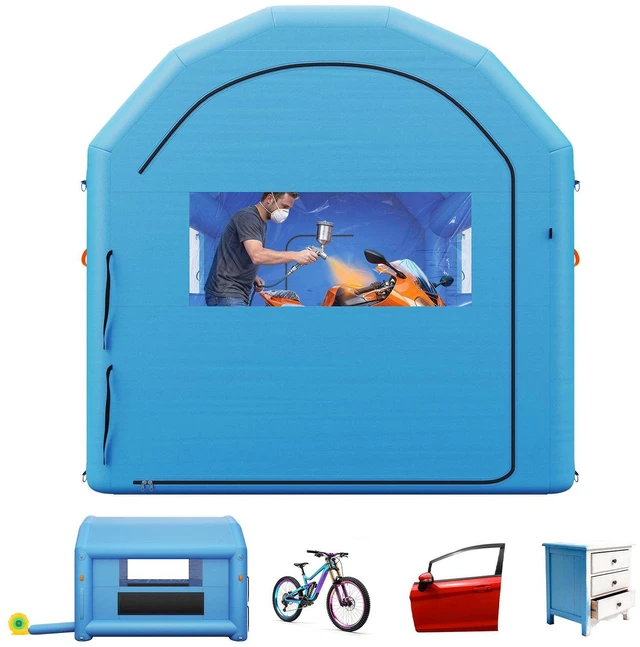Main image of VEVOR Inflatable Paint Booth, 13 x 10 x 9 ft, Portable Spray Booth with 750W Powerful Blower and Large Filter Cotton, Arched Roof Blow Up Painting Tent for Bike, Motorcycle, and Furniture, Blue