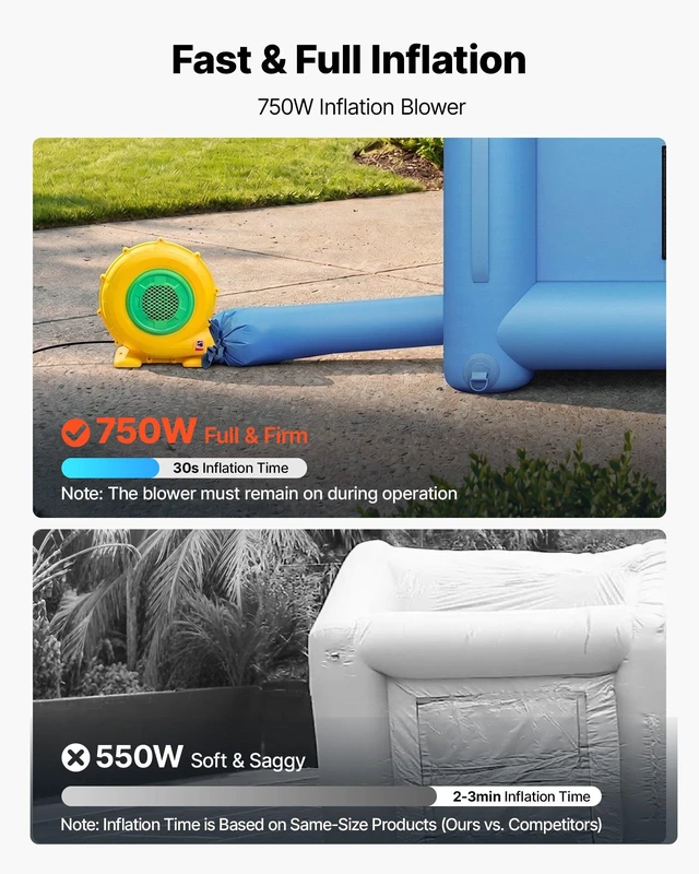 Alt view image 5 of 8 - VEVOR Inflatable Paint Booth, 13 x 10 x 9 ft, Portable Spray Booth with 750W Powerful Blower and Large Filter Cotton, Arched Roof Blow Up Painting Tent for Bike, Motorcycle, and Furniture, Blue