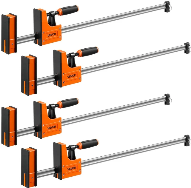 Main image of VEVOR Bar Clamps for Woodworking, 4-Pack, 36" Opening F Clamps, 1500 lbs Load Limit, Clamp/Spreader 2 Modes, Soft Rubber Pads, Ergonomic Handle, Carbon Steel Bar, for Wood Working and Metal Working