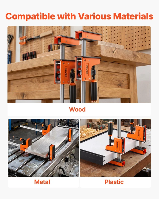 Alt view image 5 of 8 - VEVOR Bar Clamps for Woodworking, 4-Pack, 36" Opening F Clamps, 1500 lbs Load Limit, Clamp/Spreader 2 Modes, Soft Rubber Pads, Ergonomic Handle, Carbon Steel Bar, for Wood Working and Metal Working