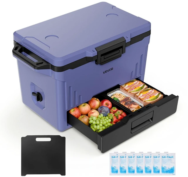 Main image of VEVOR Hard Cooler, 50QT Portable Cooler, Leak-Resistant Coolbox Keeps Contents Cool for 48 Hours, Insulated Chests with Ice Retention and Heavy-Duty Handle, Ultra-Light for Camping, Concerts, Sports