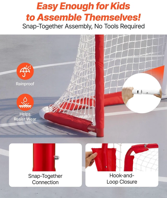 Alt view image 5 of 8 - VEVOR Street Hockey Goal, Heavy-Duty Steel Street + Roller Hockey Nets, Durable Hockey Net for Indoor Outdoor Use, Lightweight Portable Training, Easy Assembly for Backyard Park Garage, 55.9 x 44.5 in