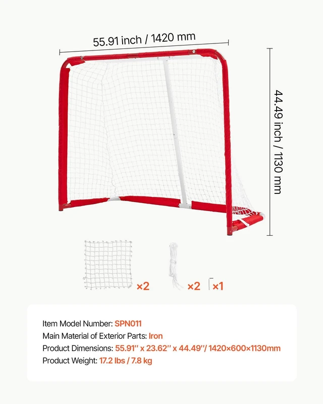 Alt view image 7 of 8 - VEVOR Street Hockey Goal, Heavy-Duty Steel Street + Roller Hockey Nets, Durable Hockey Net for Indoor Outdoor Use, Lightweight Portable Training, Easy Assembly for Backyard Park Garage, 55.9 x 44.5 in