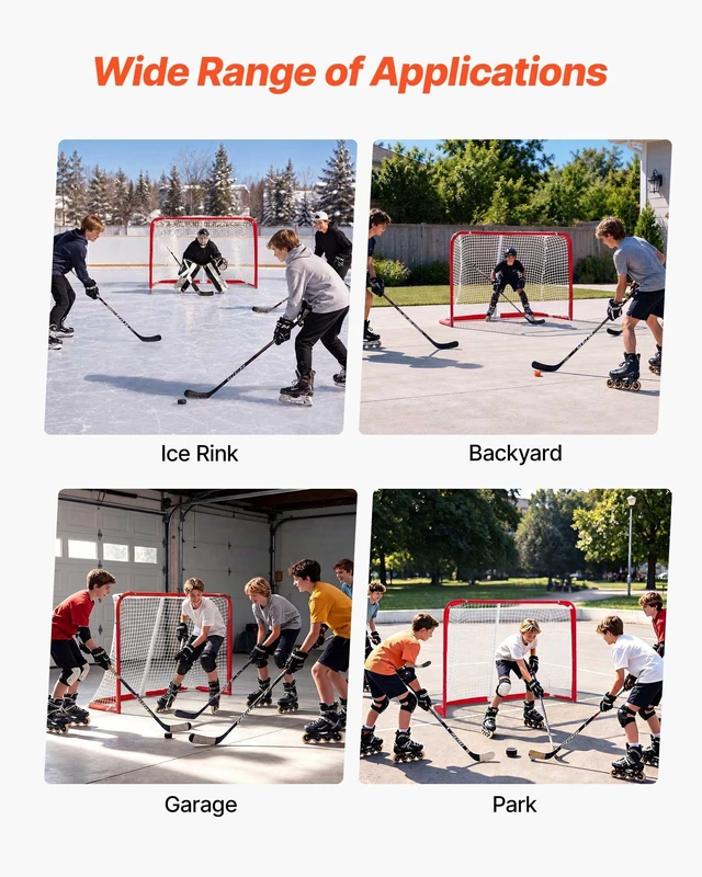 Alt view image 6 of 8 - VEVOR Street Hockey Goal, Heavy-Duty Steel Street + Roller Hockey Nets, Durable Hockey Net for Indoor Outdoor Use, Lightweight Portable Training, Easy Assembly for Backyard Park Garage, 55.9 x 44.5 in