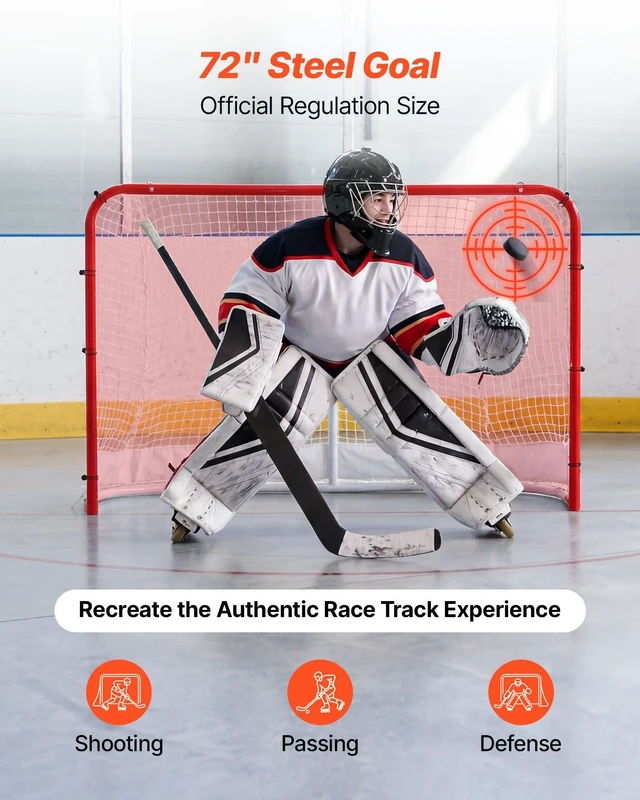 Alt view image 2 of 8 - VEVOR Street Hockey Goal, Heavy-Duty Steel Street + Roller Hockey Nets, Durable Hockey Net for Indoor Outdoor Use, Lightweight Portable Training, Easy Assembly for Backyard Park Garage, 72 x 48 in