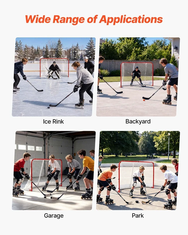 Alt view image 6 of 8 - VEVOR Street Hockey Goal, Heavy-Duty Steel Street + Roller Hockey Nets, Durable Hockey Net for Indoor Outdoor Use, Lightweight Portable Training, Easy Assembly for Backyard Park Garage, 72 x 48 in