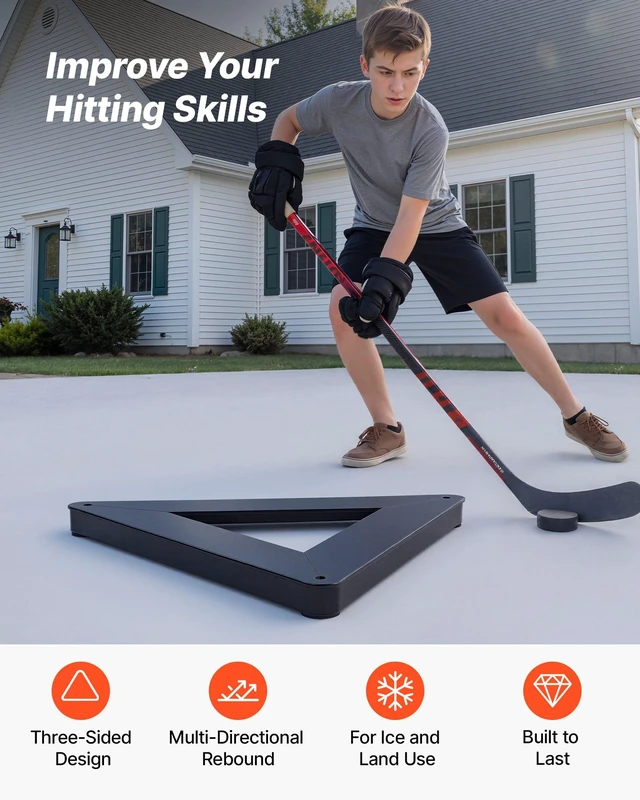 Alt view image 2 of 8 - VEVOR Triangle Hockey Passer, Heavy-Duty Multi-Angle Rebounder, Hockey Passing Aid, Passing & Stick Handling Trainer, Off-Ice & On-Ice Portable Equipment, Help Improve Puck Control & Shooting