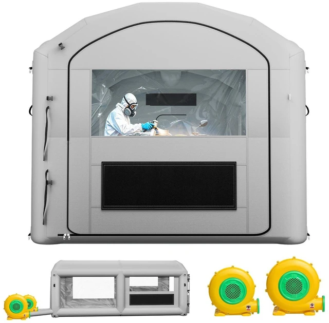 Main image of VEVOR Inflatable Paint Booth, 20 x 10 x 8 ft, Portable Spray Booth with 480W+750W Blowers and Large Filter Cotton, Arched Roof Blow Up Painting Tent for ATV, Motorcycle, and Medium Furniture, Gray