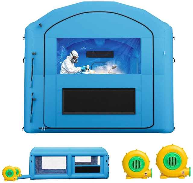 Main image of VEVOR Inflatable Paint Booth, 20 x 10 x 8 ft, Portable Spray Booth with 480W+750W Blowers and Large Filter Cotton, Arched Roof Blow Up Painting Tent for ATV, Motorcycle, and Medium Furniture, Blue