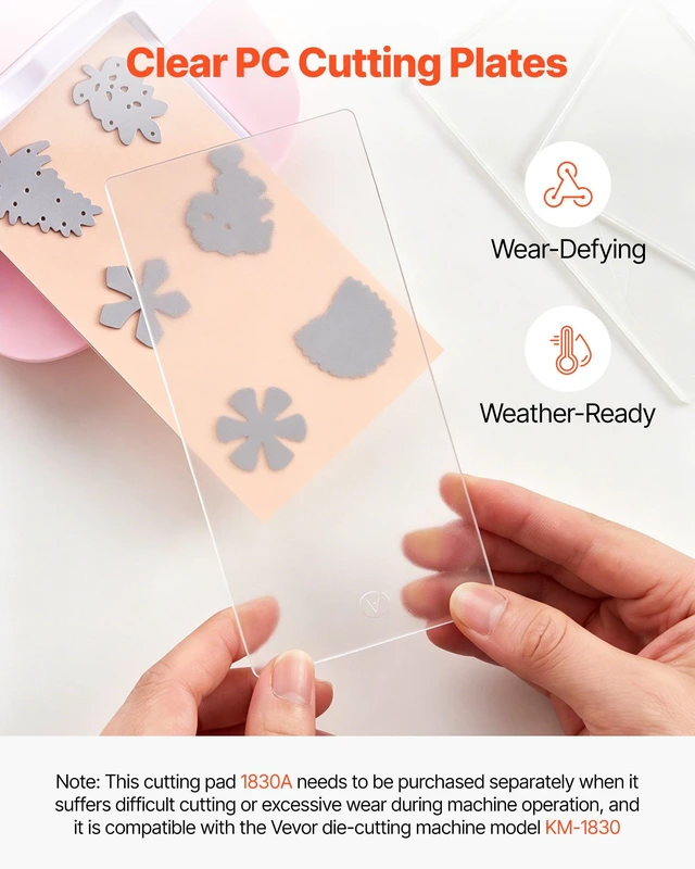 Alt view image 2 of 8 - VEVOR Cutting Plates, 6 Pcs, 6.69 x 3.15 x 0.1 in, Clear Polycarbonate Material, Die Cut Pads Compatible with VEVOR Die Cutting and Embossing Machine KM-1830, for Scrapbooking and Card Making