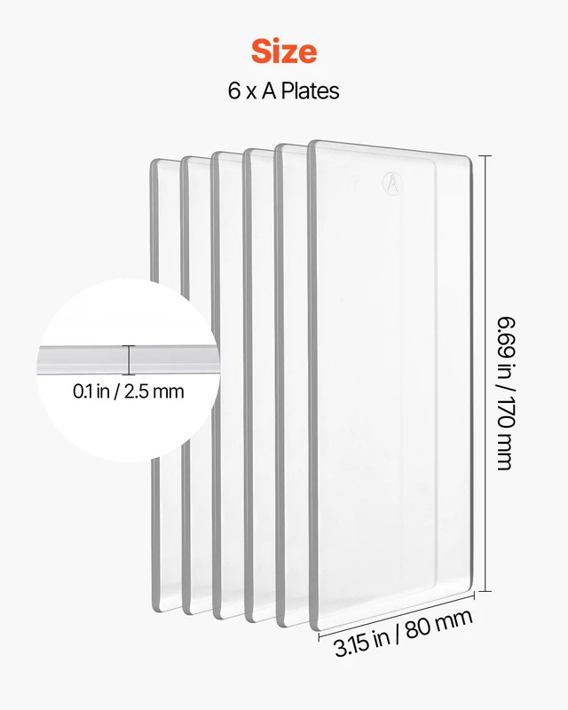 Alt view image 3 of 8 - VEVOR Cutting Plates, 6 Pcs, 6.69 x 3.15 x 0.1 in, Clear Polycarbonate Material, Die Cut Pads Compatible with VEVOR Die Cutting and Embossing Machine KM-1830, for Scrapbooking and Card Making