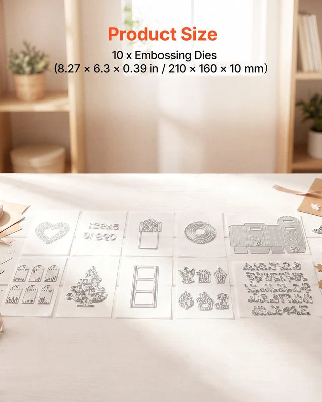 Alt view image 3 of 8 - VEVOR Cutting Dies, 10 Pieces Metal Die Cuts, Compatible with VEVOR Die Cutting and Embossing Machine, Letters, Numbers, Tree Patterns, Cut Dies for Scrapbooking, Card Making, DIY Paper Crafting