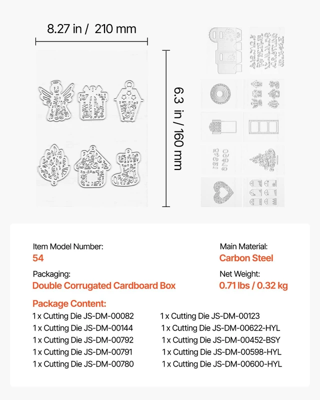 Alt view image 7 of 8 - VEVOR Cutting Dies, 10 Pieces Metal Die Cuts, Compatible with VEVOR Die Cutting and Embossing Machine, Letters, Numbers, Tree Patterns, Cut Dies for Scrapbooking, Card Making, DIY Paper Crafting