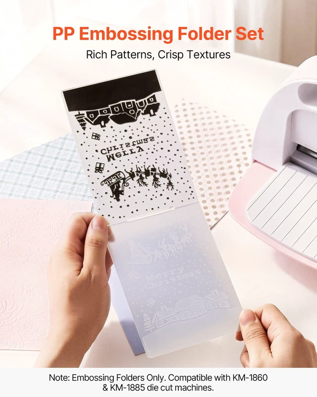 Alt view image 2 of 8 - VEVOR Embossing Folders, 15 Pieces, 4.13 x 5.83 in, Background Embossed Plates for VEVOR Die Cutting and Embossing Machine, PP Plastic Embossed Stencil Template for Scrapbooking and Card Making