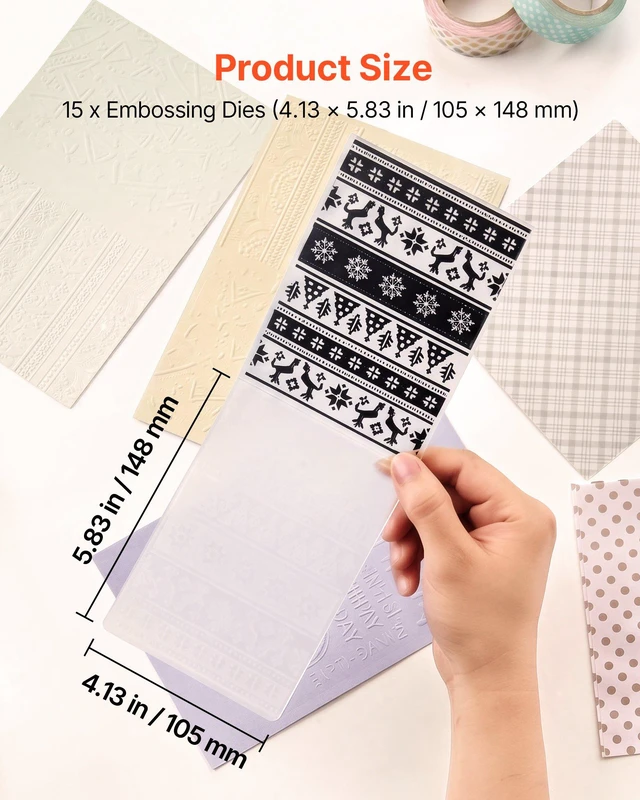 Alt view image 3 of 8 - VEVOR Embossing Folders, 15 Pieces, 4.13 x 5.83 in, Background Embossed Plates for VEVOR Die Cutting and Embossing Machine, PP Plastic Embossed Stencil Template for Scrapbooking and Card Making