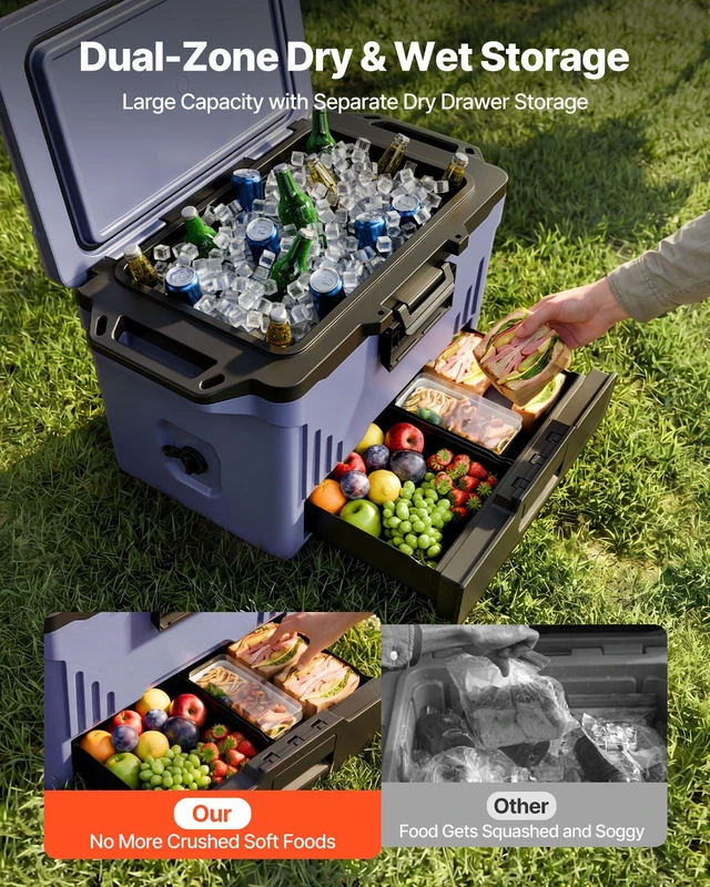 Alt view image 2 of 8 - VEVOR Hard Cooler, 50QT Portable Cooler, Leak-Resistant Coolbox Keeps Contents Cool for 48 Hours, Insulated Chests with Ice Retention and Heavy-Duty Handle, Ultra-Light for Camping, Concerts, Sports