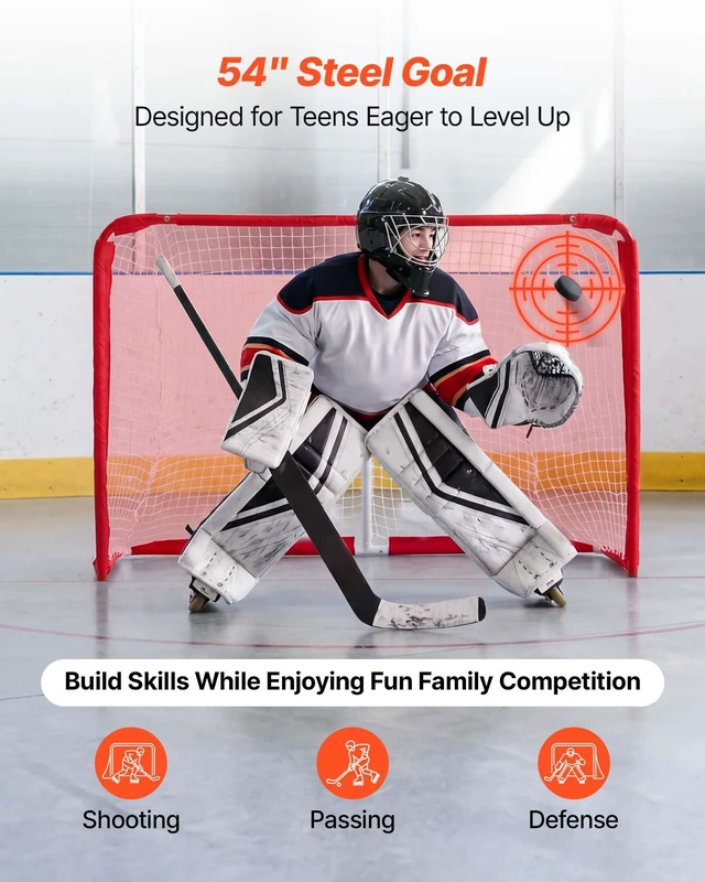 Alt view image 2 of 8 - VEVOR Street Hockey Goal, Heavy-Duty Steel Street + Roller Hockey Nets, Durable Hockey Net for Indoor Outdoor Use, Lightweight Portable Training, Easy Assembly for Backyard Park Garage, 55.9 x 44.5 in