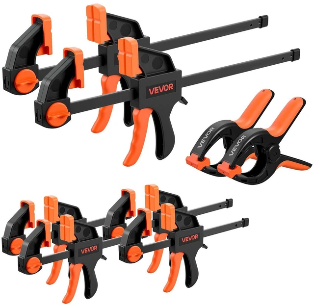Main image of VEVOR Bar Clamps for Woodworking, 8-Pack, 6" and 12", with Spring Clamps, One-Handed Clamp/Spreader, 154 lbs Load Limit, Quick Release, Self-Locking Design, for Wood Working and Metal Working