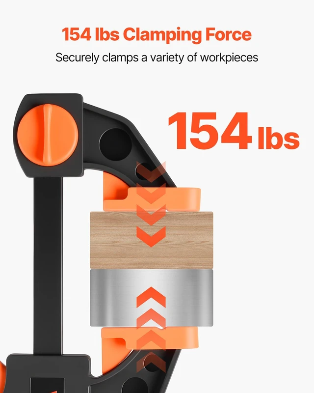 Alt view image 5 of 8 - VEVOR Bar Clamps for Woodworking, 8-Pack, 6" and 12", with Spring Clamps, One-Handed Clamp/Spreader, 154 lbs Load Limit, Quick Release, Self-Locking Design, for Wood Working and Metal Working