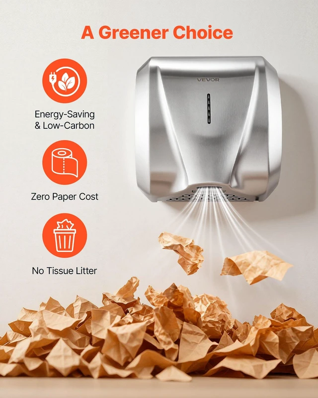 Alt view image 6 of 8 - VEVOR Hand Dryer, 2 Pack 1800W Bathroom Air Hand Dryer, Automatic High Speed with HEPA Filter, Fast Drying, Brushed Stainless Steel, AC110-120V Commercial Wall Mounted for Restroom, Hotel, Office,Home