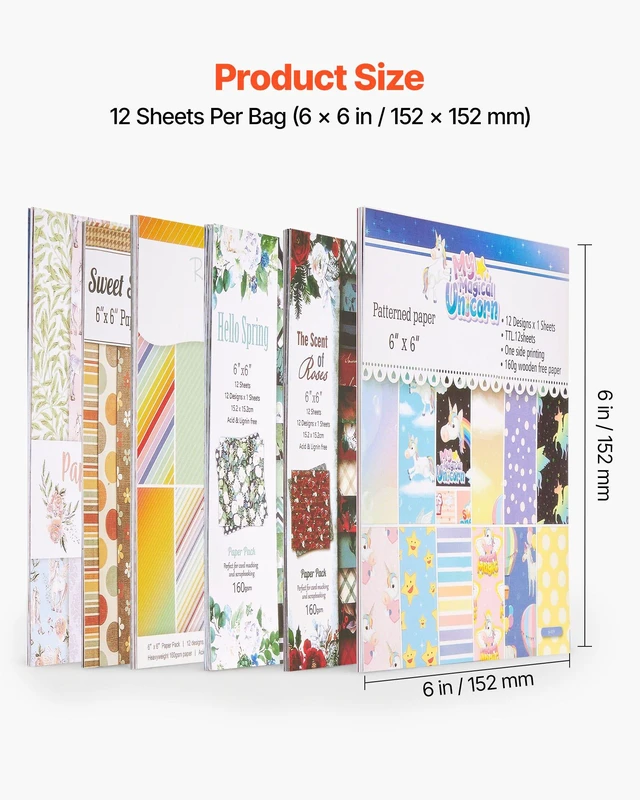 Alt view image 3 of 8 - VEVOR Scrapbook Paper, 72 Sheets, 6 x 6 in Mixed Special Patterned Paper Set for VEVOR Die Cutting and Embossing Machine, Vibrant Color, for Decorations, Scrapbooking, Card Making, and DIY Crafting
