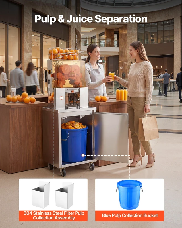 Alt view image 5 of 8 - VEVOR Movable Base Cabinet for Orange Juicer, Thickened Stainless Steel, 4 Swivel Casters, Compatible with VEVOR NS2000E-2\NS2000E-2T\NS2000E-3 Semi-Automatic Feed Orange Juicer, Easy Installation