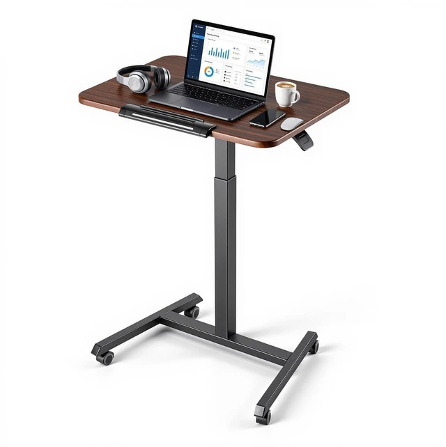 Main image of VEVOR Standing Desk, Adjustable Height Mobile Stand Up Desk with Tilting Desktop, 25.6 x 19 in Small Computer Sit Stand Rolling Workstation with 4 Casters, 33 lbs Capacity, Ideal for Home Office