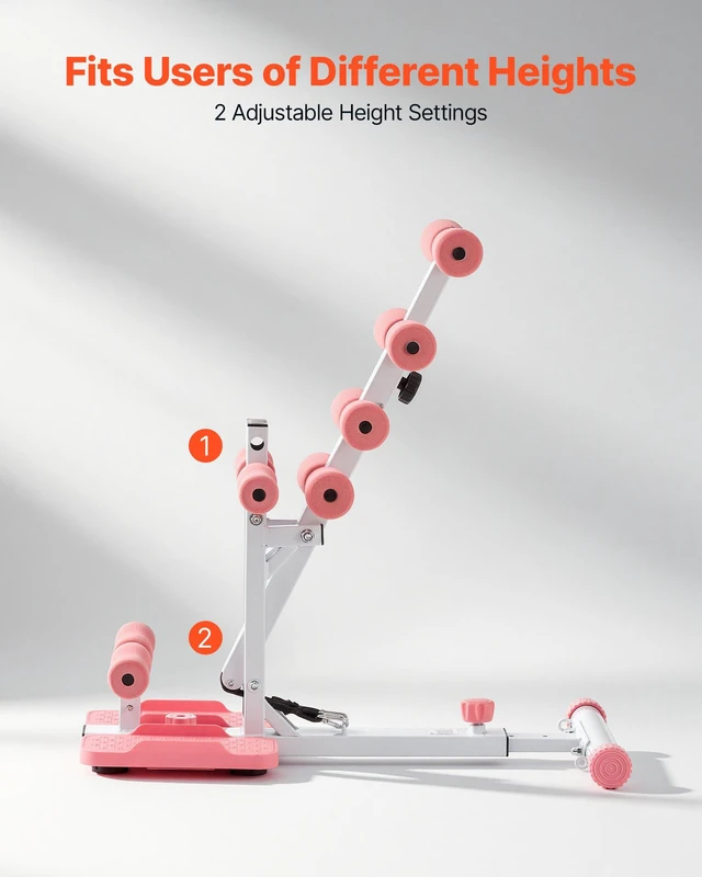 Alt view image 6 of 8 - VEVOR Deep Squat Machine, Adjustable Glutes Trainer Machine with 3 High-Strength Resistance Bands, Folding Core Leg and Glutes Exercise Trainer, Push Up Workout Equipment at Home Gym, Pink + White