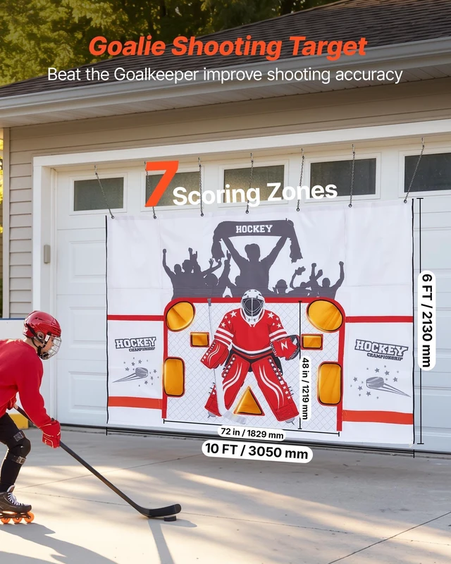 Alt view image 2 of 8 - VEVOR Hockey Shooting Tarp, Shooter Tutor Ice Hockey Goal Practice Target, Tear-proof Premium Net with 7 Holes, Easy Set Up Hockey Net Replacement, Training Equipment for Practicing Shooting Accuracy