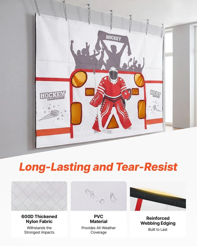 Alt view image 3 of 8 - VEVOR Hockey Shooting Tarp, Shooter Tutor Ice Hockey Goal Practice Target, Tear-proof Premium Net with 7 Holes, Easy Set Up Hockey Net Replacement, Training Equipment for Practicing Shooting Accuracy