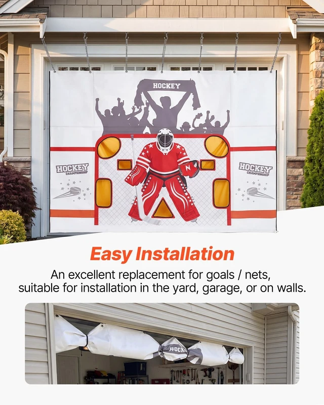 Alt view image 5 of 8 - VEVOR Hockey Shooting Tarp, Shooter Tutor Ice Hockey Goal Practice Target, Tear-proof Premium Net with 7 Holes, Easy Set Up Hockey Net Replacement, Training Equipment for Practicing Shooting Accuracy