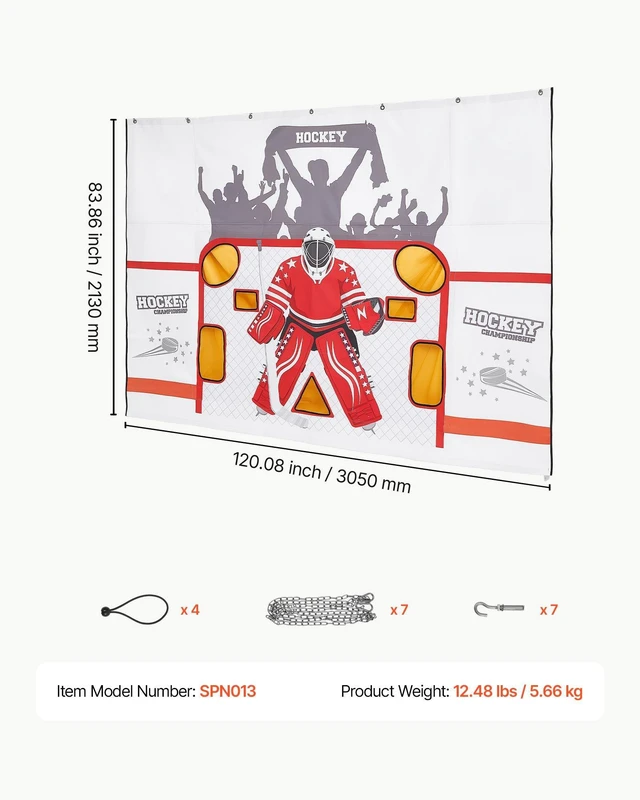 Alt view image 7 of 8 - VEVOR Hockey Shooting Tarp, Shooter Tutor Ice Hockey Goal Practice Target, Tear-proof Premium Net with 7 Holes, Easy Set Up Hockey Net Replacement, Training Equipment for Practicing Shooting Accuracy