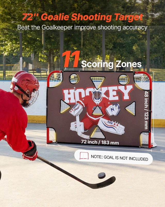 Alt view image 2 of 8 - VEVOR Street Hockey Goalie Shooting Target, Shooter Tutor Ice Hockey Goal Practice Target, Tear-proof Premium Net with 11 Hole, Easy Attach Targets, Training Equipment for Practicing Shooting Accuracy