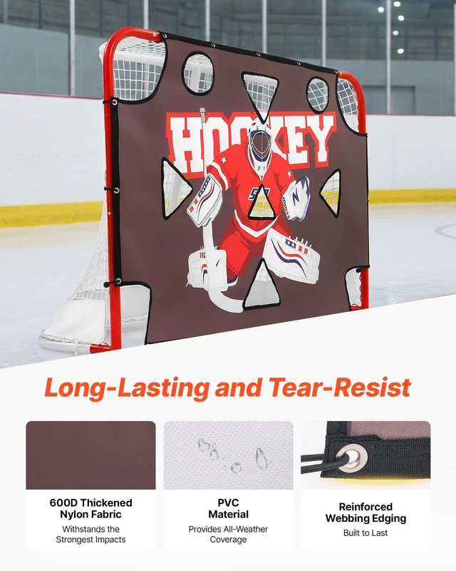 Alt view image 3 of 8 - VEVOR Street Hockey Goalie Shooting Target, Shooter Tutor Ice Hockey Goal Practice Target, Tear-proof Premium Net with 11 Hole, Easy Attach Targets, Training Equipment for Practicing Shooting Accuracy