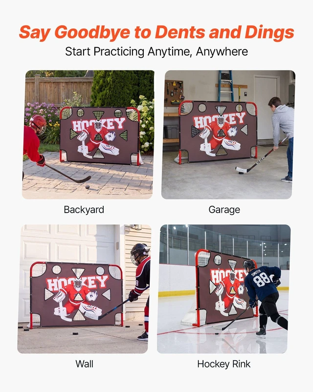 Alt view image 6 of 8 - VEVOR Street Hockey Goalie Shooting Target, Shooter Tutor Ice Hockey Goal Practice Target, Tear-proof Premium Net with 11 Hole, Easy Attach Targets, Training Equipment for Practicing Shooting Accuracy