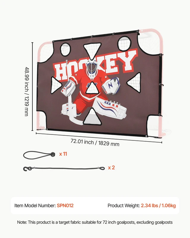 Alt view image 7 of 8 - VEVOR Street Hockey Goalie Shooting Target, Shooter Tutor Ice Hockey Goal Practice Target, Tear-proof Premium Net with 11 Hole, Easy Attach Targets, Training Equipment for Practicing Shooting Accuracy