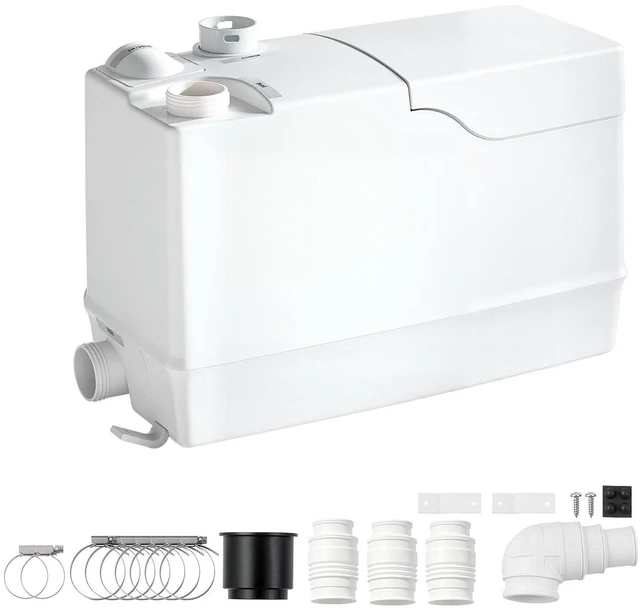Main image of VEVOR Utility Sink Pump 800W 12000L/h Flow 32.8 ft/10 m Head Macerator Pump, Waste Water Disposal Macerating Machine with 3 Inlets, for Basement, Kitchen, Sink, Shower, Bathtub, Laundry Gray Water