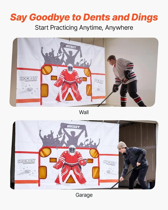 Alt view image 6 of 8 - VEVOR Hockey Shooting Tarp, Shooter Tutor Ice Hockey Goal Practice Target, Tear-proof Premium Net with 7 Holes, Easy Set Up Hockey Net Replacement, Training Equipment for Practicing Shooting Accuracy