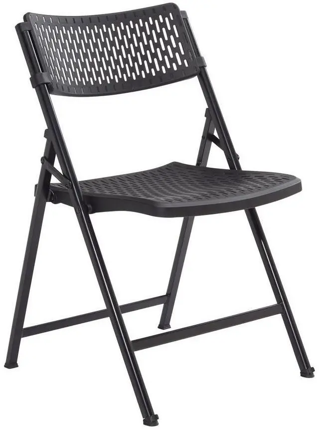 Alt view image 2 of 6 - NPS 1410 AirFlex Series Premium Poly Folding Chair - Supports Up to 1,000 lb - 17.25" Seat Height - Black - 4/Carton
