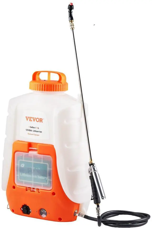 Alt view image 3 of 8 - VEVOR Battery Powered Backpack Sprayer ,4 Gal Tank, 0-90 PSI Adjustable Pressure,Back Pack Sprayer with 8 Nozzles and 2 Wands, 12V 8Ah Battery, Wide Mouth Lid for Weeding, Spraying, Cleaning