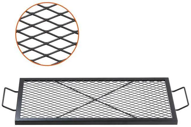 Main image of VEVOR X-Marks Fire Pit Grill Grate, Rectangle Cooking Grate, Heavy Duty Steel Campfire BBQ Grill Grid with Handle & Support X Wire, Portable Camping Cookware for Outside Party Gathering, 32 Inch Black