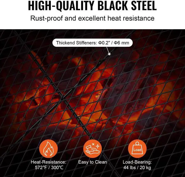 Alt view image 3 of 7 - VEVOR X-Marks Fire Pit Grill Grate, Rectangle Cooking Grate, Heavy Duty Steel Campfire BBQ Grill Grid with Handle & Support X Wire, Portable Camping Cookware for Outside Party Gathering, 32 Inch Black