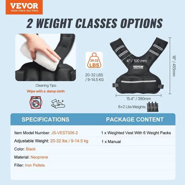 Alt view image 7 of 14 - VEVOR 20-32lb Adjustable Weighted Vest for Men Women Strength Training Running
